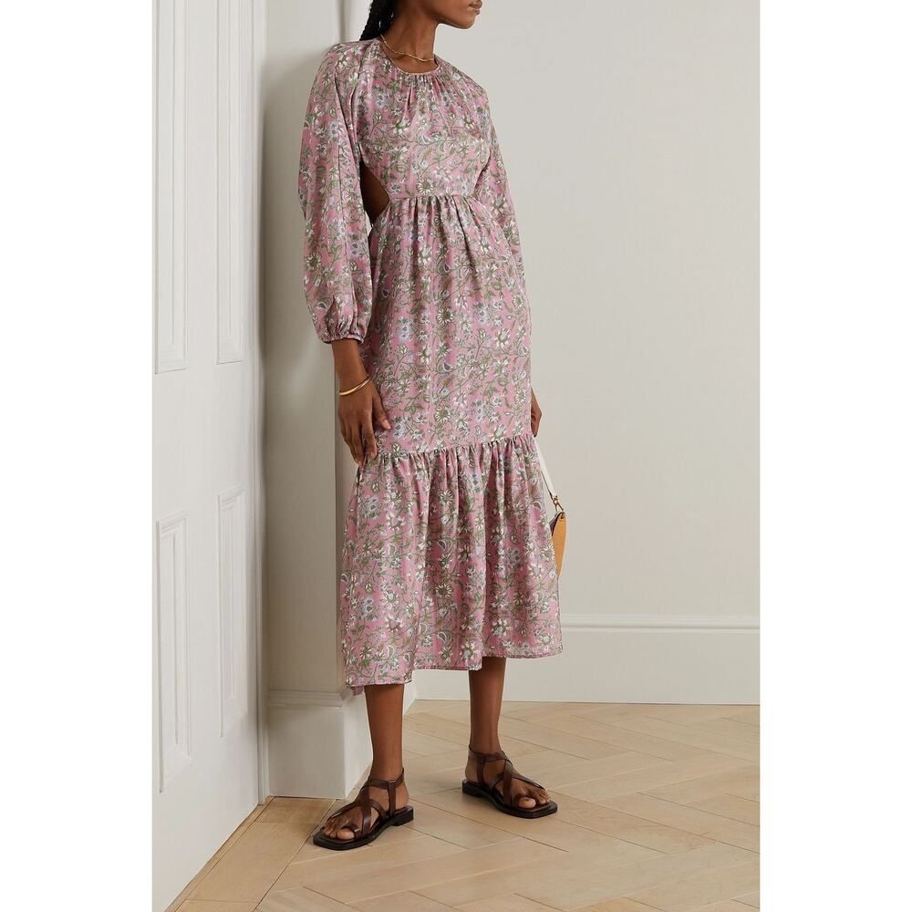 HANNAH Carmen silk open-back tiered dress size 1